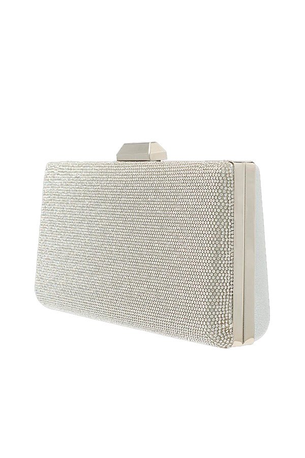 Clutch mit Glitzer und Metallrahmen - silber - Boutique Bromelia