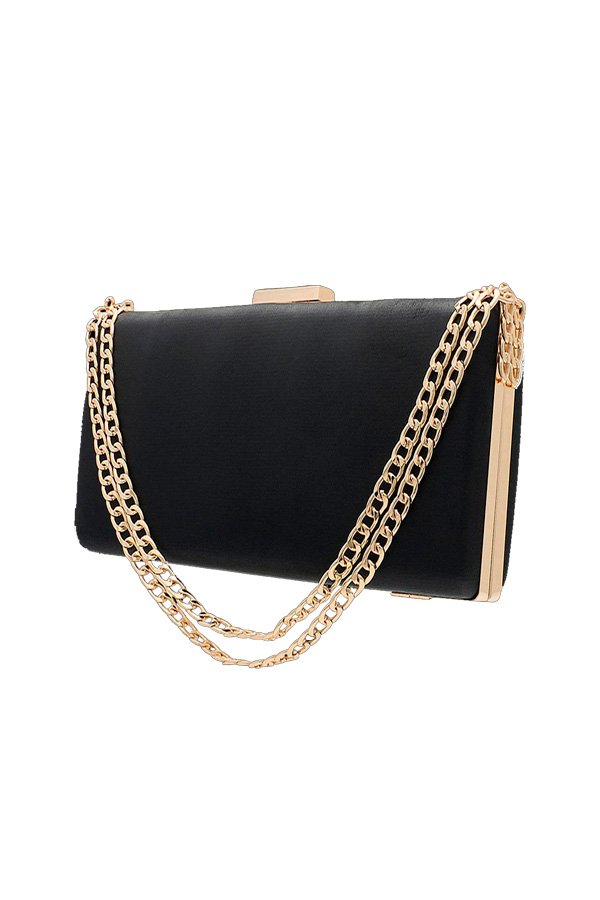 Elegante Clutch mit Metallkette - schwarze - boutique bromelia