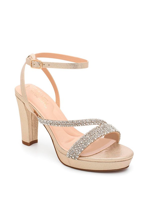Eleganter High Heel mit Strassriemen und Plateau - champagne - Boutique Bromelia