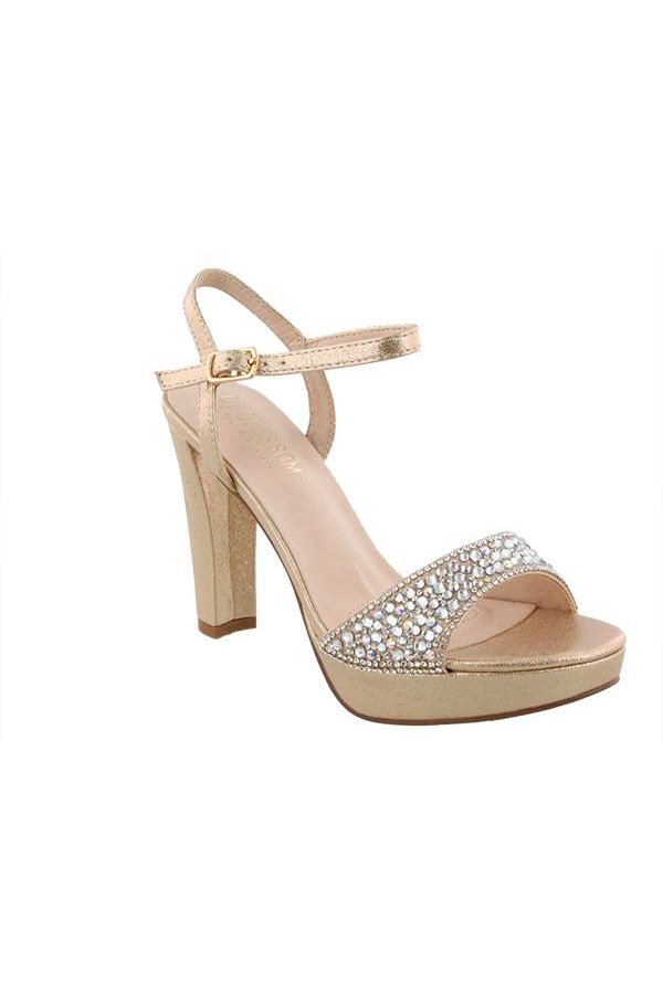 Plateau-High Heel mit Strass und Knöchelriemen - Boutique Bromelia